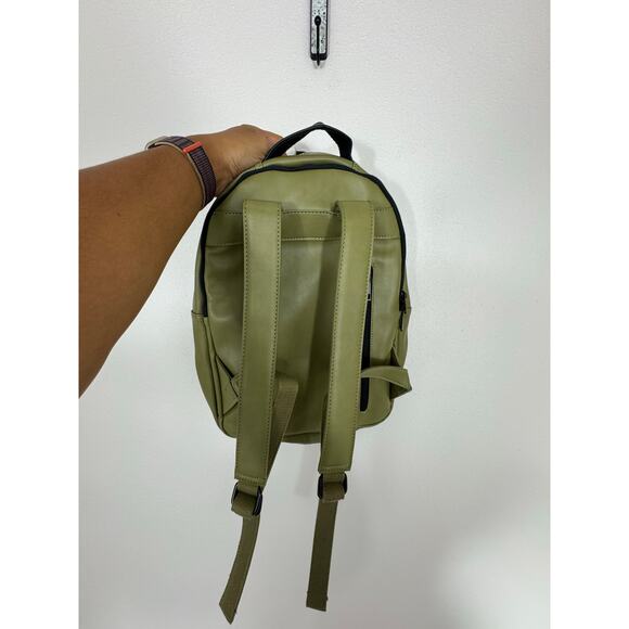 Fawn Design Olive Green Faux Leather Backpack NWOT - Picture 3 of 13